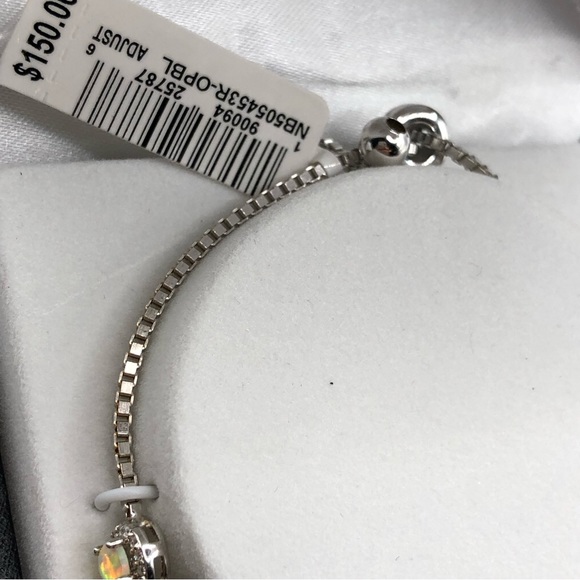 NWT Sterling Silver BRACELET Lab Created Opals (12) Adjustable Size Jewelry - Picture 6 of 9